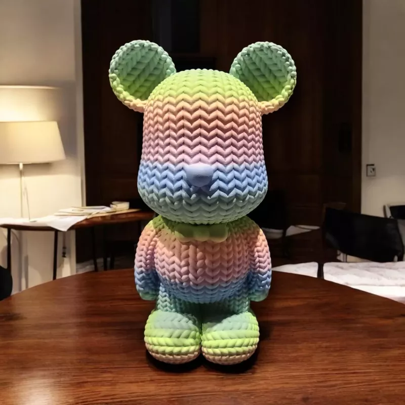 Bearbrick Pastel Arc-en-Ciel imprimé en 3D - figurine effet tricot - Ma Boutique 3D