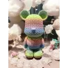 Bearbrick Pastel Arc-en-Ciel vue de côté - figurine impression 3D effet tricot - Ma Boutique 3D