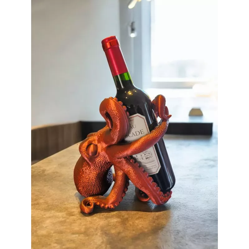 Porte-bouteille Octopus imprimé en 3D - support bouteille de vin design pieuvre - Ma Boutique 3D